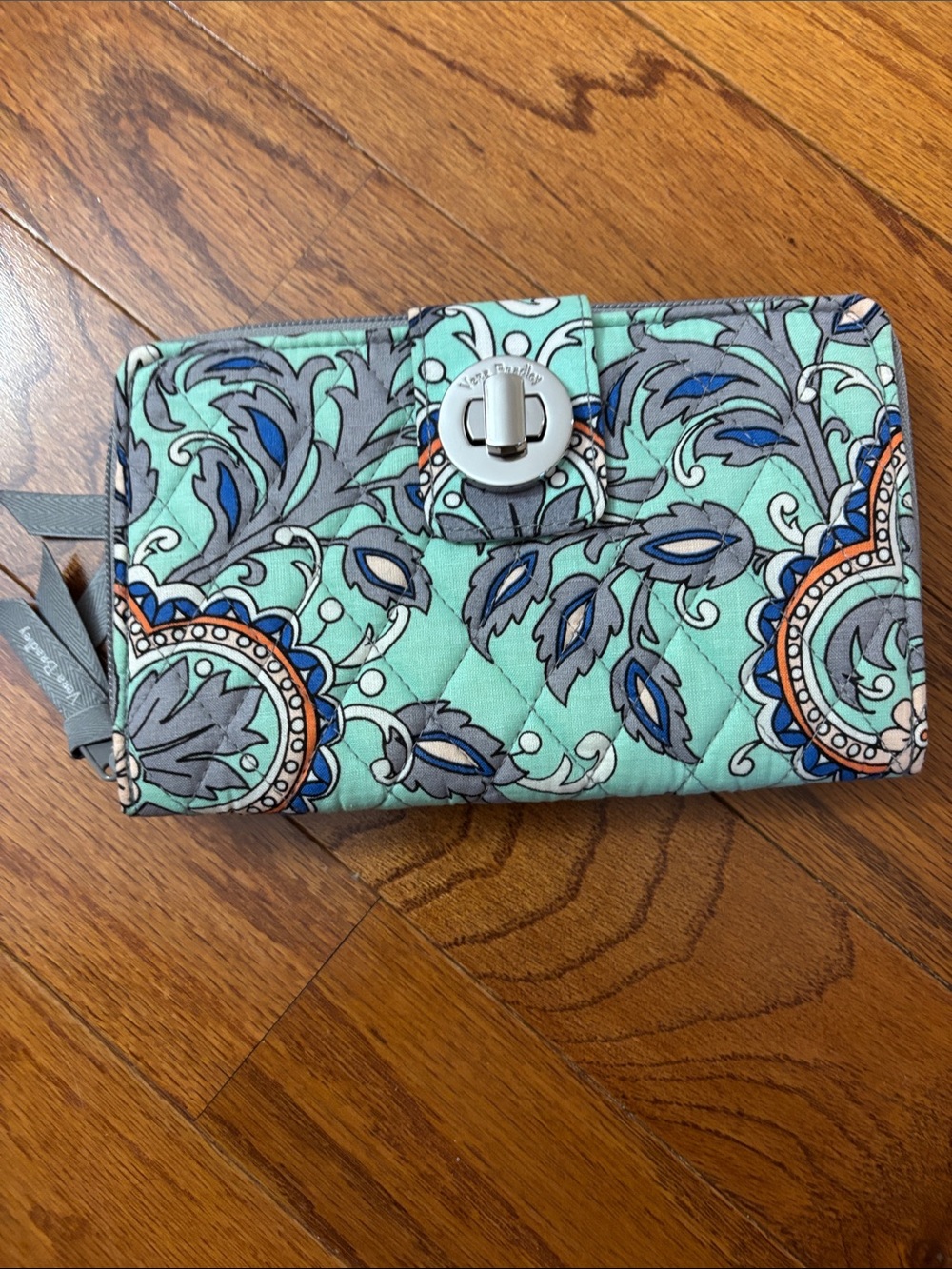 Vera Bradley Quilted Floral Paisley Wallet in Mint, Blue & Gray